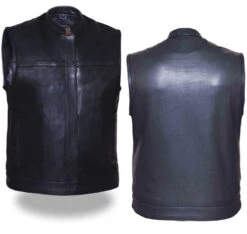 Men's Motorcycle Riding Leather Vest, Club Style Ultra Leather