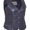 Ladies Braided Cowhide Vest With Studs And Lace