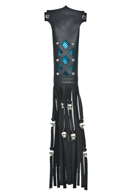 Hair Magtube Studded Fringe W/Silver Skull Beads Ponytail Holder 2 Hair Magtube Studded Fringe W/Silver Skull Beads Ponytail Holder - Image 2