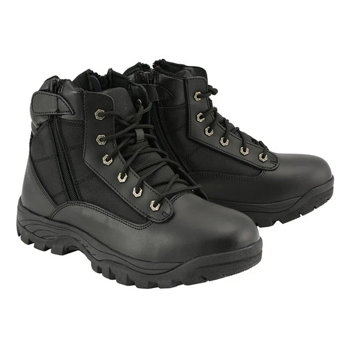 Boot, Men's Leather Tactical Lace-Up Boot With Side Zipper Entry 1 Boot, Men's Leather Tactical Lace-Up Boot With Side Zipper Entry