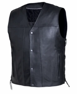 MENS ULTRA LEATHER VEST ZIP/SNAP FRONT
