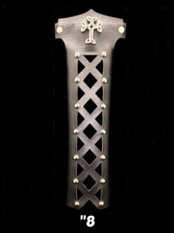 8" Inch Hair Magtube Ponytail Holder Studded W/Celtic Cross Concho