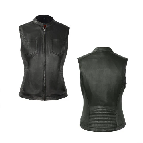 Women's Motorcycle Riding Leather Vest - Envy 1 Women's Motorcycle Riding Leather Vest - Envy
