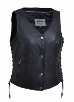 New Zipper/Snap Ladies PREMIUM Vest In Soft Lightweight Leather.