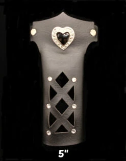 5" Inch Hair Magtube Ponytail Holder Studded W/Rhinestone Heart Concho