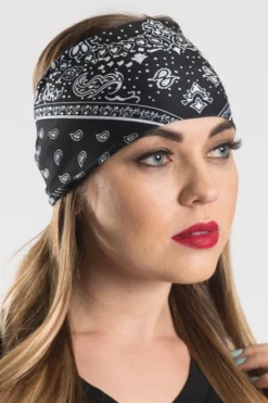 EZ BANDZ Headband, Paisley Black Bandana W/ Gems -Riders Biker Supply Sale Shop 50243 web2 2048x2048 09444.1563475861