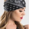 EZ BANDZ Headband, Paisley Black Bandana W/ Gems