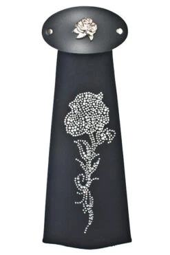 Spandex Hairtube Silver Rose W/Rose Leaf Concho
