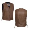 Men's Motorcycle Riding Leather Vest, Vintage Arizona Brown