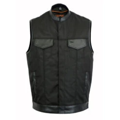 Men’s Club Cut Textile W/Leather Trim Vest