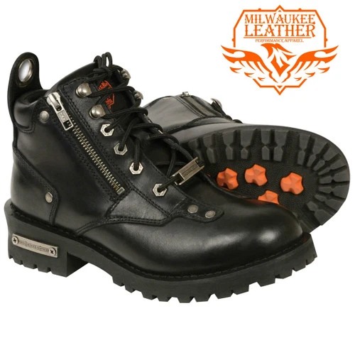 Women's Low Cut Laced & Zipper Motorcycle Biker Boot 1 Women's Low Cut Laced & Zipper Motorcycle Biker Boot