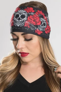 EZ BANDZ Headband, Sugar Skull & Roses W/ Gemstones -Riders Biker Supply Sale Shop 725048a750253 web3 2048x2048 70192.1641503282