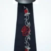 Spandex Hairtube Red Rose Silver Vine W/Rose Concho