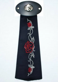Spandex Hairtube Red Rose Silver Vine W/Rose Concho