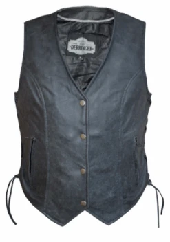 Premium Lambskin Grey Ladies Side Lace Vest