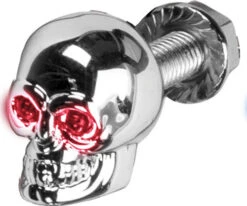LIGHTED SKULL LICENSE PLATE SCREW RED