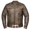 MENS BROWN MOTORCYCLE PREMIUM LEATHER JACKET