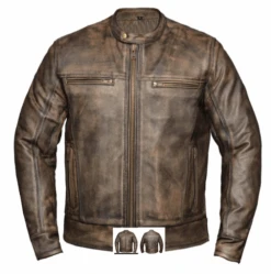 MENS BROWN MOTORCYCLE PREMIUM LEATHER JACKET