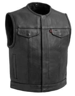 Lowside Men's Motorcycle Premium Leather Vest 3 Inches Shorter