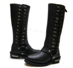 Boot Harness Tall Boots - BLK Women’s 14″Inch Classic Harness Square Toe Motorcycle Leather Boot W/ Full Lacing -Riders Biker Supply Sale Shop FotoFlexer Photo9365mbl9365 61495.1522773739