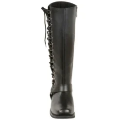 Boot Harness Tall Boots - BLK Women’s 14″Inch Classic Harness Square Toe Motorcycle Leather Boot W/ Full Lacing -Riders Biker Supply Sale Shop MBL9365 Black Front View Boots 4 08314.1522773770