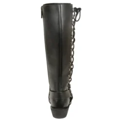 Boot Harness Tall Boots - BLK Women’s 14″Inch Classic Harness Square Toe Motorcycle Leather Boot W/ Full Lacing -Riders Biker Supply Sale Shop MBL9365 Black Rear View Boots 5 80927.1522773785