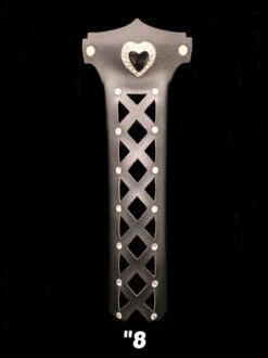 8" Inch Hair Magtube Ponytail Holder Studded W/Rhinestone Heart Concho