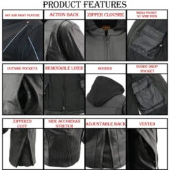 Women Black 3/4 Hooded Leather Jacket With Side Stretch Fit -Riders Biker Supply Sale Shop b97f2746MLL2555 FEATURES 39741.1666720580