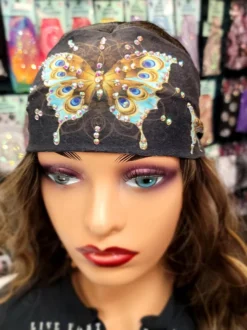 TRIPLE BLUE BUTTERFLIES ON BLACK By MARIES HEADBAND -Riders Biker Supply Sale Shop b9f3d6ee20220714 134116 38324.1657918983