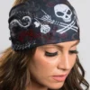 EZ BANDZ Headband, Peace Skull & Bones W/Gems