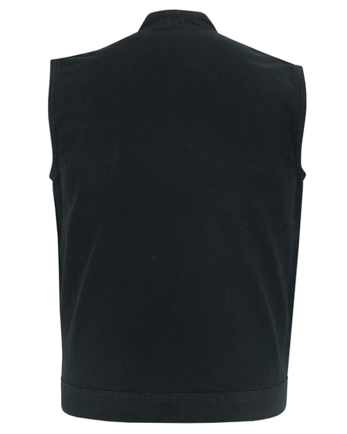 Mens Black Denim Vest Single Back Panel 4 Mens Black Denim Vest Single Back Panel - Image 4