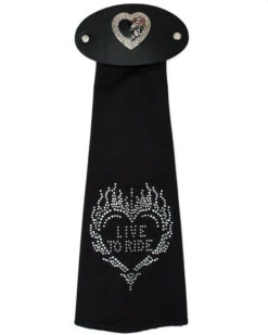 Spandex Hairtube Live To Ride Heart W/Heart Rose Concho