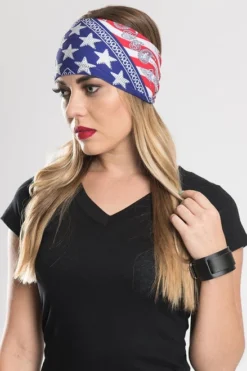 EZ BANDZ Headband, Americana Flag Wavy - W/Gems
