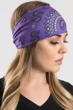 EZ BANDZ Headband, Paisley Deep Purple Bandanna W/ Gems -Riders Biker Supply Sale Shop ced650db50234 web2 2048x2048 03966.1559068558