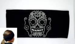Sugar Skull Blk Silver Lady Biker Pony Tail Bling Headwrap -Riders Biker Supply Sale Shop d48294fdPolly20Collage 300 BS 20709.1642191205