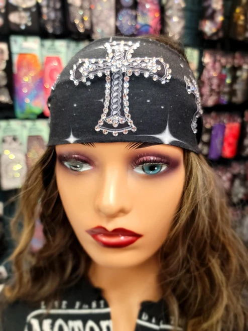 3 CROSSES IN NIGHT SKY By MARIES HEADBAND 2 3 CROSSES IN NIGHT SKY By MARIES HEADBAND - Image 2