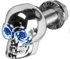 LIGHTED SKULL LICENSE PLATE SCREW BLUE