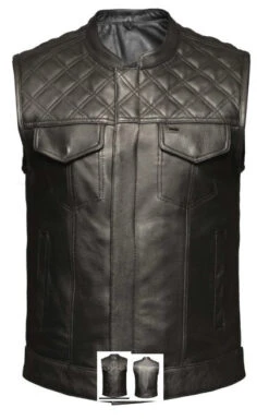 MENS PREMIUM BLACK DIAMOND STITCH CLUB VEST By Riders