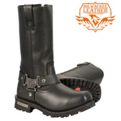 Boot, Mens Harness Square Toe 11 Inch Classic Harness Square Toe Boot Motorcycle Riding Boot