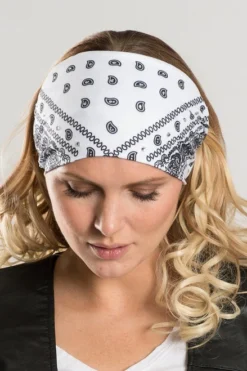 EZ BANDZ, White Paisley Traditional W/ Iridescent Crystals -Riders Biker Supply Sale Shop e8a789ef50222 3 14373.1595184519