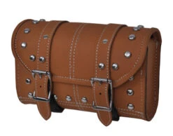 Tool Bag, Double Strapped Cowhide - Tan Studded