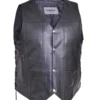 Men's Motorcycle Riding Leather Vest, 10 Pocket Premium