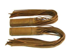 BROWN FRINGED GRIP THROTTLE COVERS (PAIR)