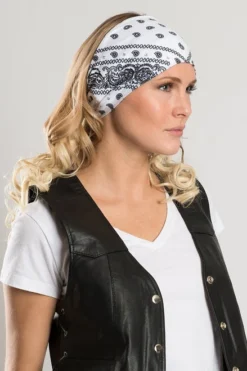 EZ BANDZ, White Paisley Traditional W/ Iridescent Crystals -Riders Biker Supply Sale Shop fcfae2d050222 4 13363.1595184520